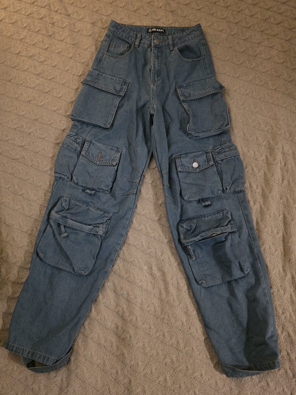 The KRIPT Multi-Pocket Blue Denim Cargo Jeans